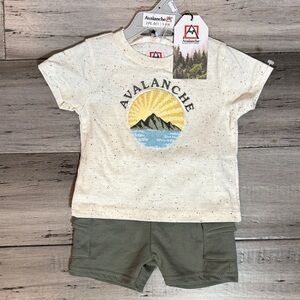 NWT Avalanche Cream Graphic Tee with Olive Shorts